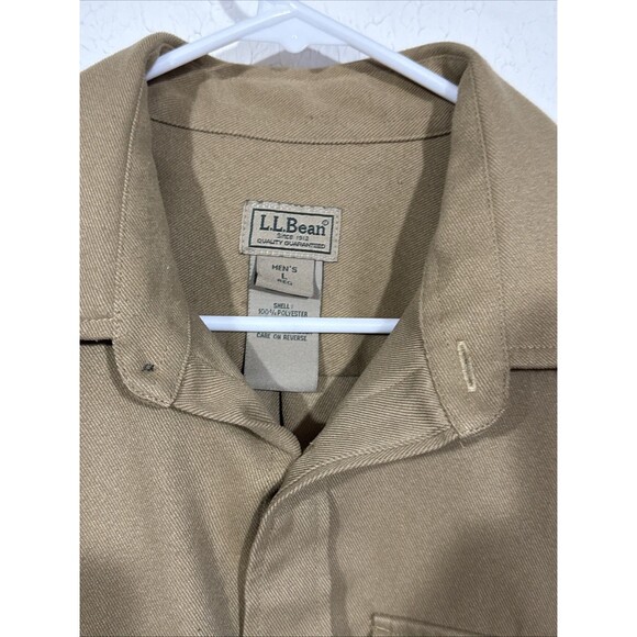 Mens LL Bean Brown Khaki Vintage Cotton Casual Button Down Top Shirt Sz Large - Picture 3 of 4
